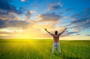 man standing in field
